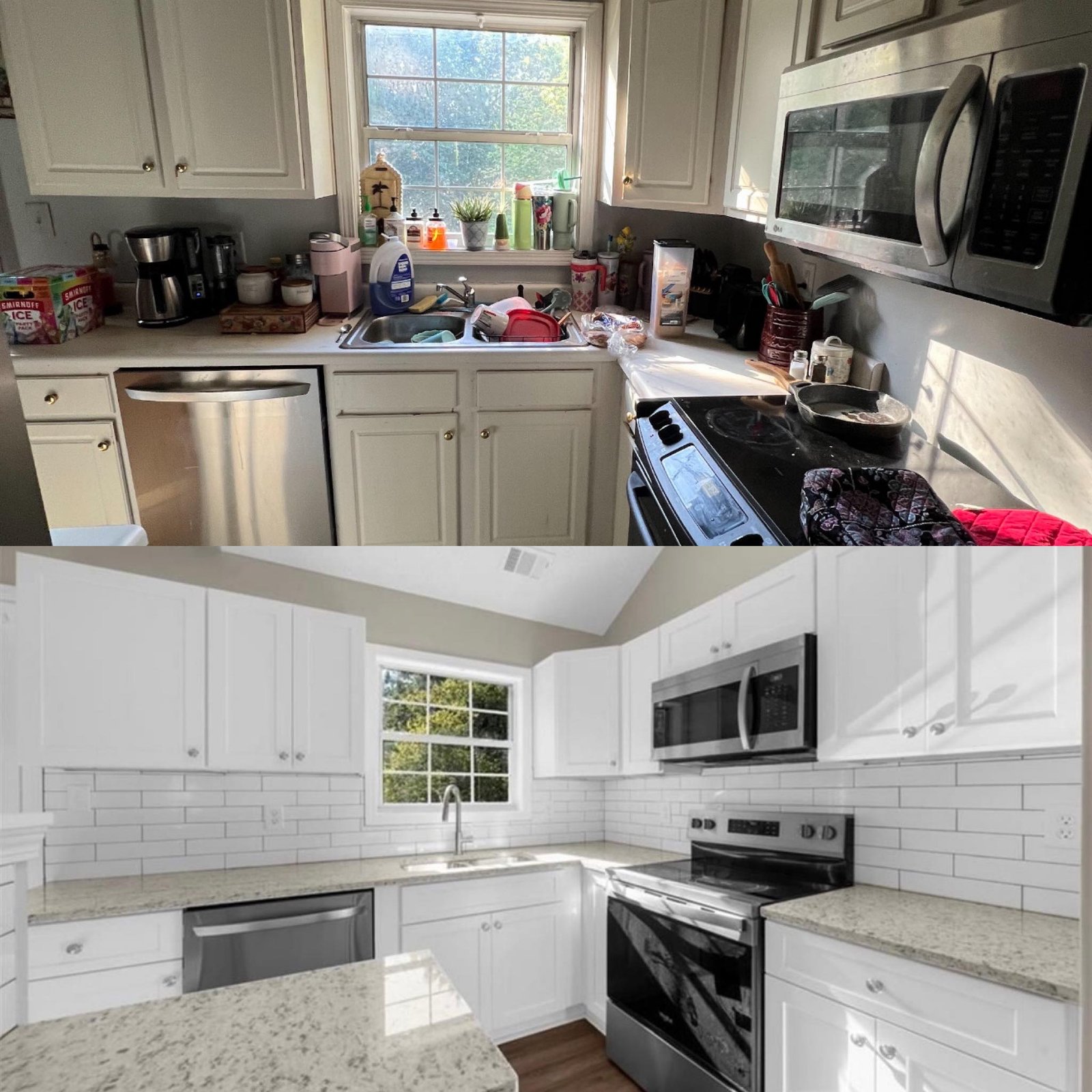 Kitchen with subway tile backsplash