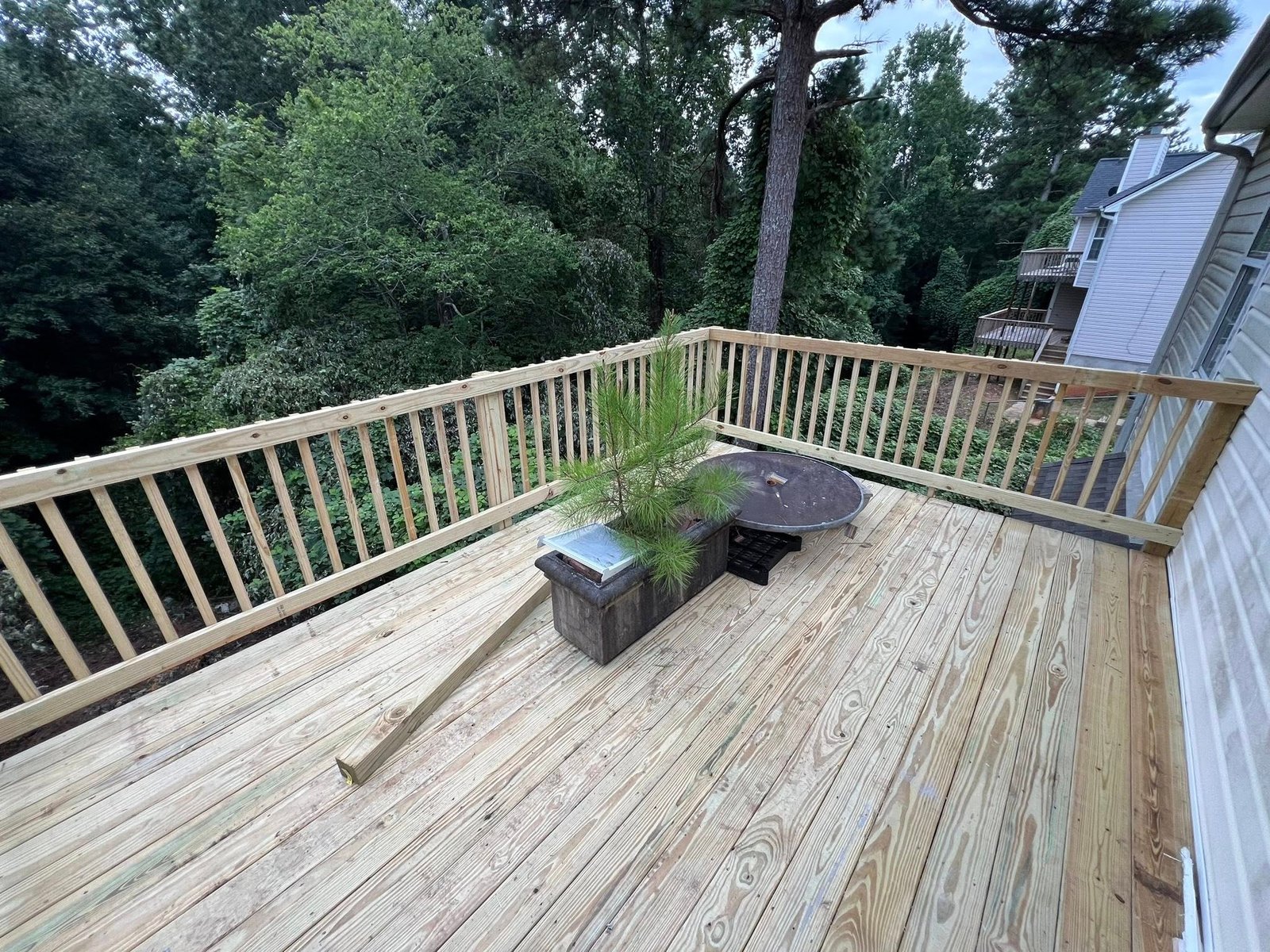 New wood deck construction